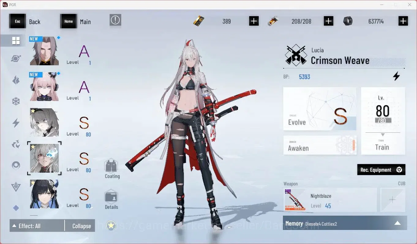 Punishing: Gray Raven Accounts Starter ASIA | L73 |SSS Discord,S Feral,(S Lucia CW,S Lilith D,S Selena P)+Sign, Etc|BC 5