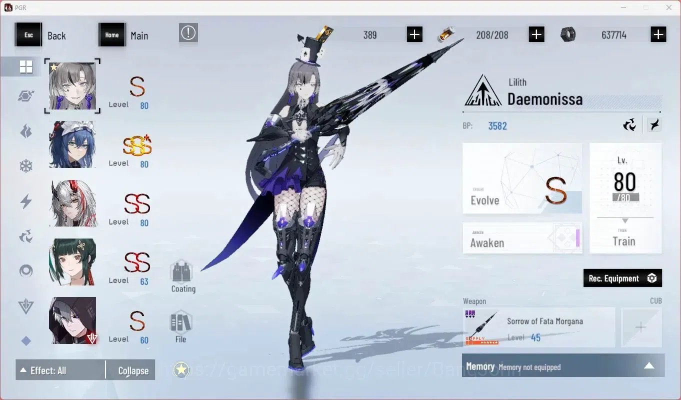 Punishing: Gray Raven Accounts Starter ASIA | L73 |SSS Discord,S Feral,(S Lucia CW,S Lilith D,S Selena P)+Sign, Etc|BC 7