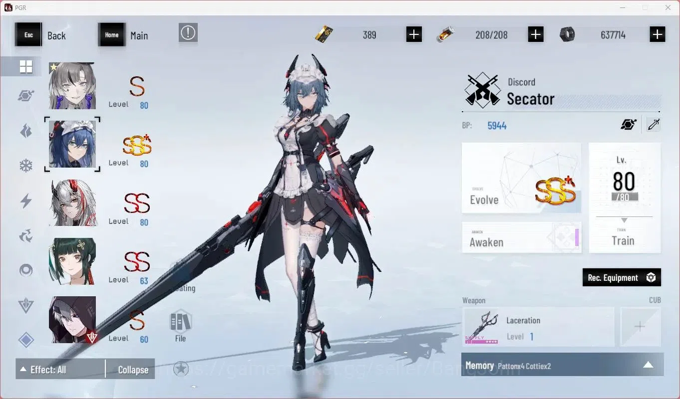 Punishing: Gray Raven Accounts Starter ASIA | L73 |SSS Discord,S Feral,(S Lucia CW,S Lilith D,S Selena P)+Sign, Etc|BC 8