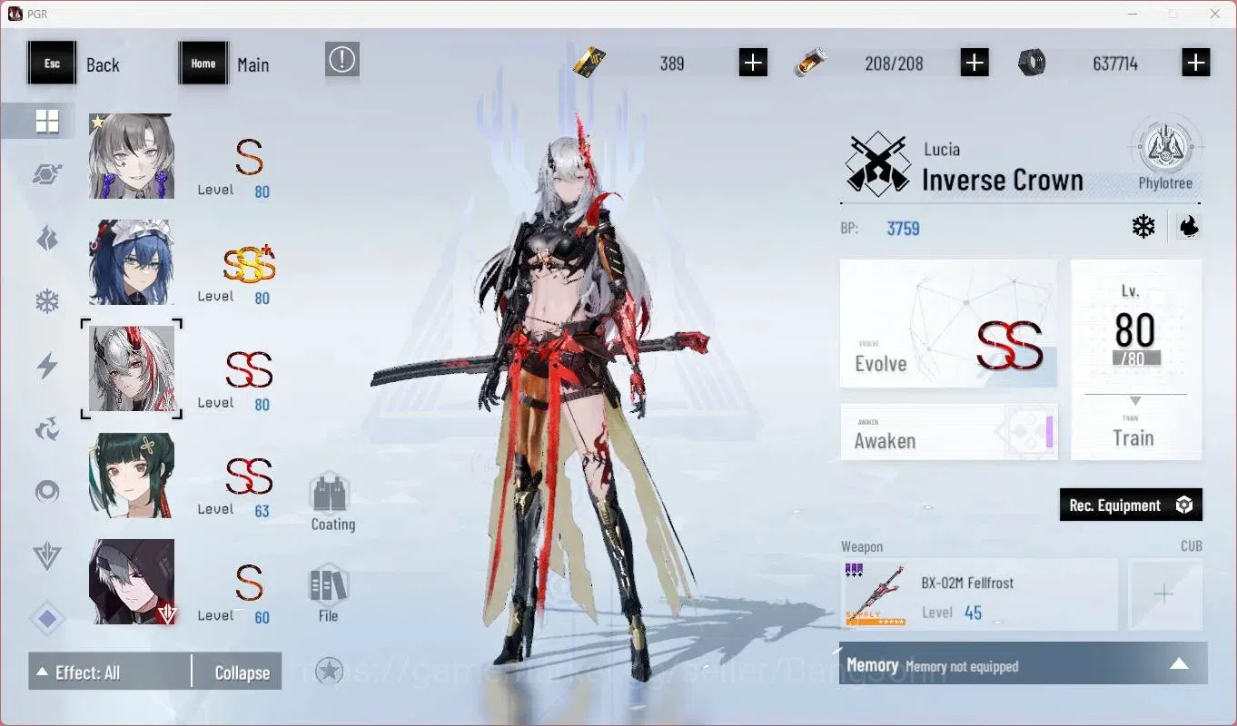 Punishing: Gray Raven Accounts Starter ASIA | L73 |SSS Discord,S Feral,(S Lucia CW,S Lilith D,S Selena P)+Sign, Etc|BC 9