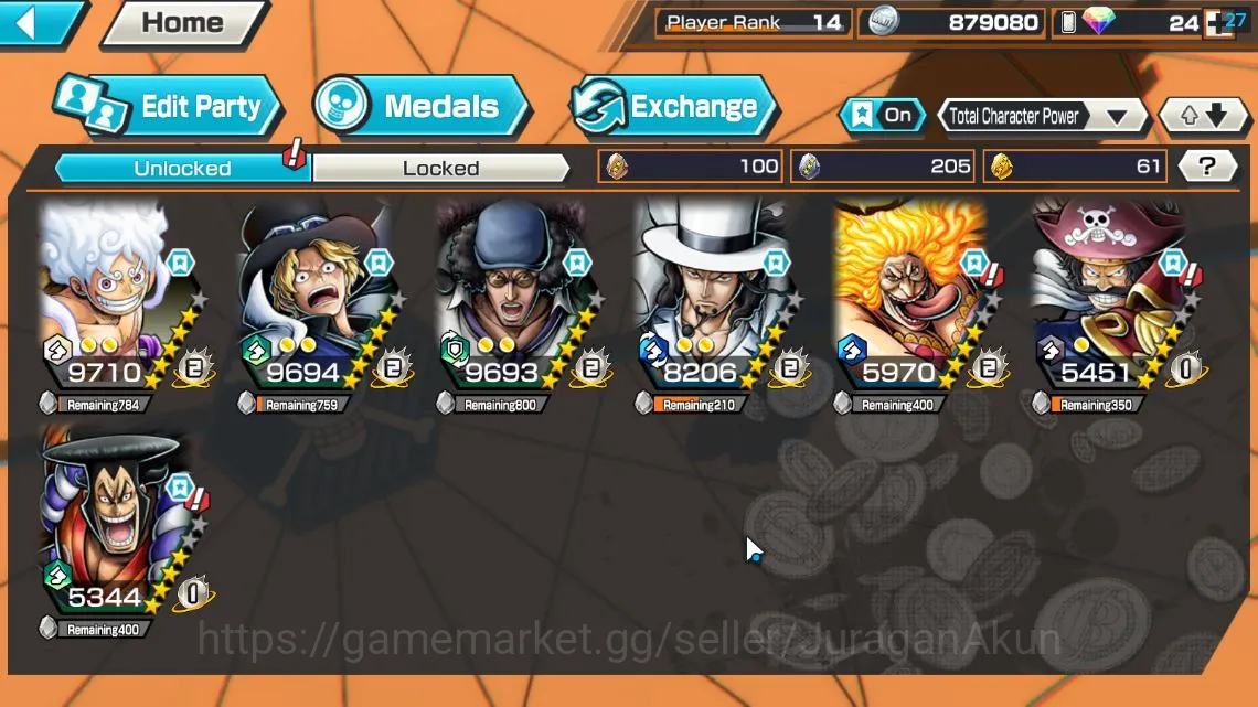 One Piece Bounty Rush Accounts Mid-Tier Global|7 META EX|TEF Luffy,FE Sabo,BlackBeard Kuzan,Great Pirate D Roger,Rob LuCci