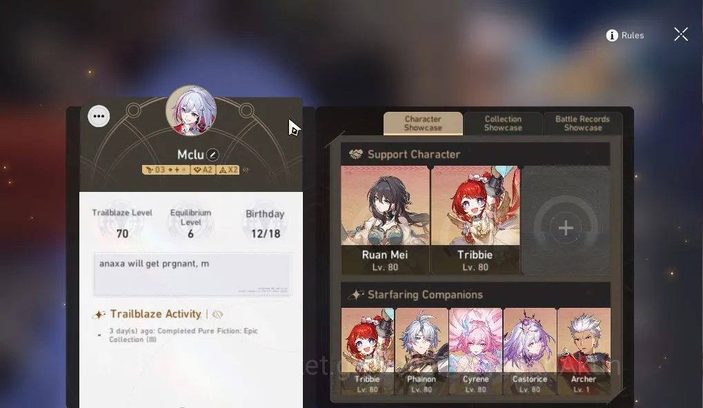 Honkai Star Rail Accounts ASIA | TL 70 | 17 Limit|Castorice+Sign,Cyrene,B3,P image 2