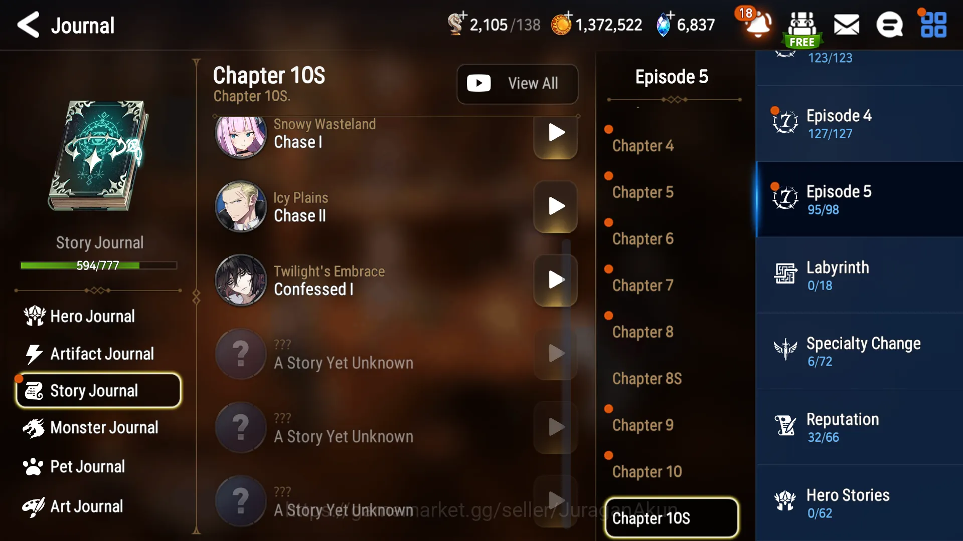 Epic Seven Accounts Mid-Tier Asia 10