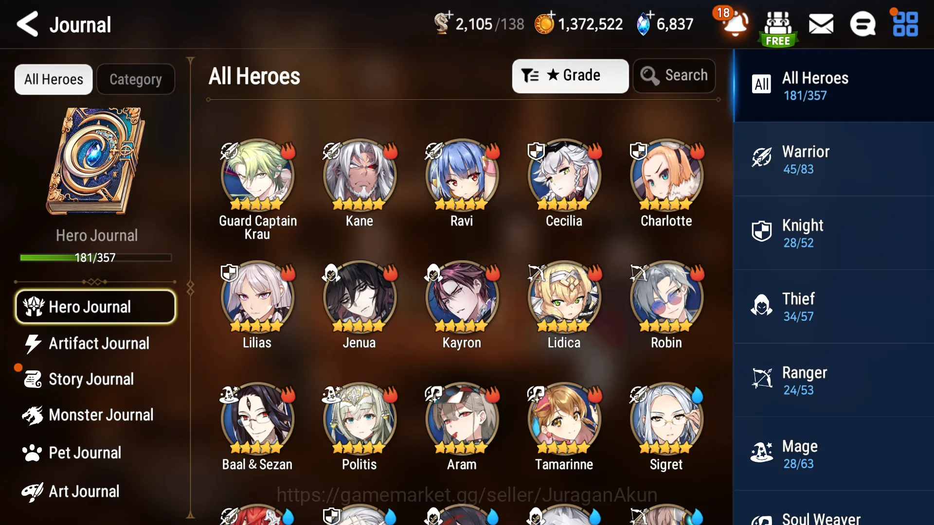 Epic Seven Accounts Mid-Tier Asia 5