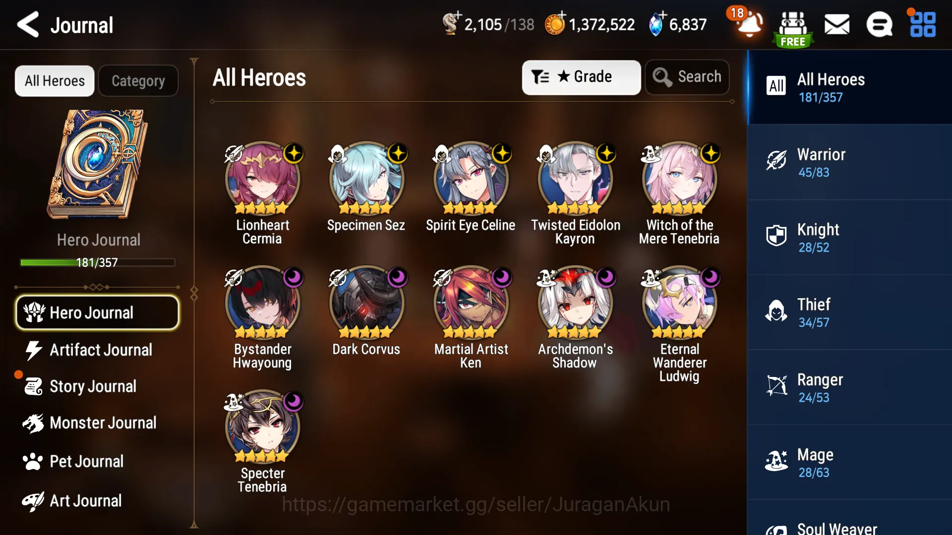 Epic Seven Accounts Mid-Tier Asia 7