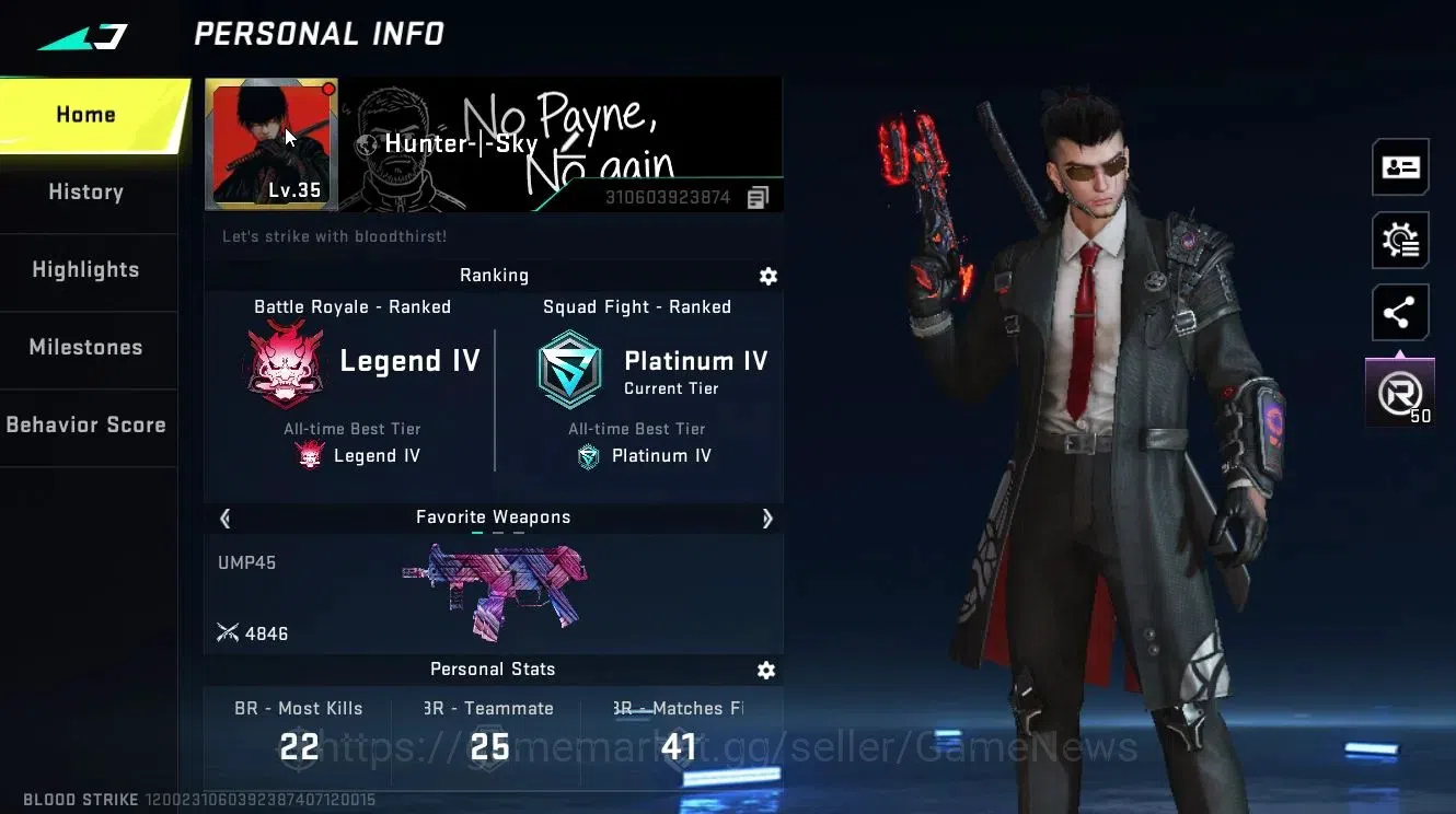 Blood Strike Accounts Collab Skin ASIA|ETERNAL DEagle-Scorpius Lv2|Collab 2