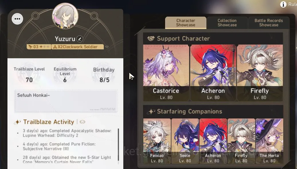 Honkai Star Rail Mid Game ASIA|TL70|12 Limited [Castorice,Tribbie,Yunli,Fire image 1