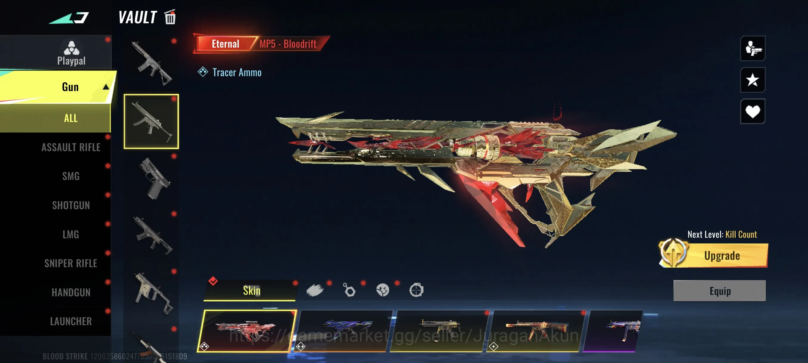 Blood Strike Accounts Mid-Tier Asia |Eternal Mp5-Bloodrift LVL3,Turbocharge,Uzi-jadespike,Harvester,etc|Ran-Mikasa,Armored 2