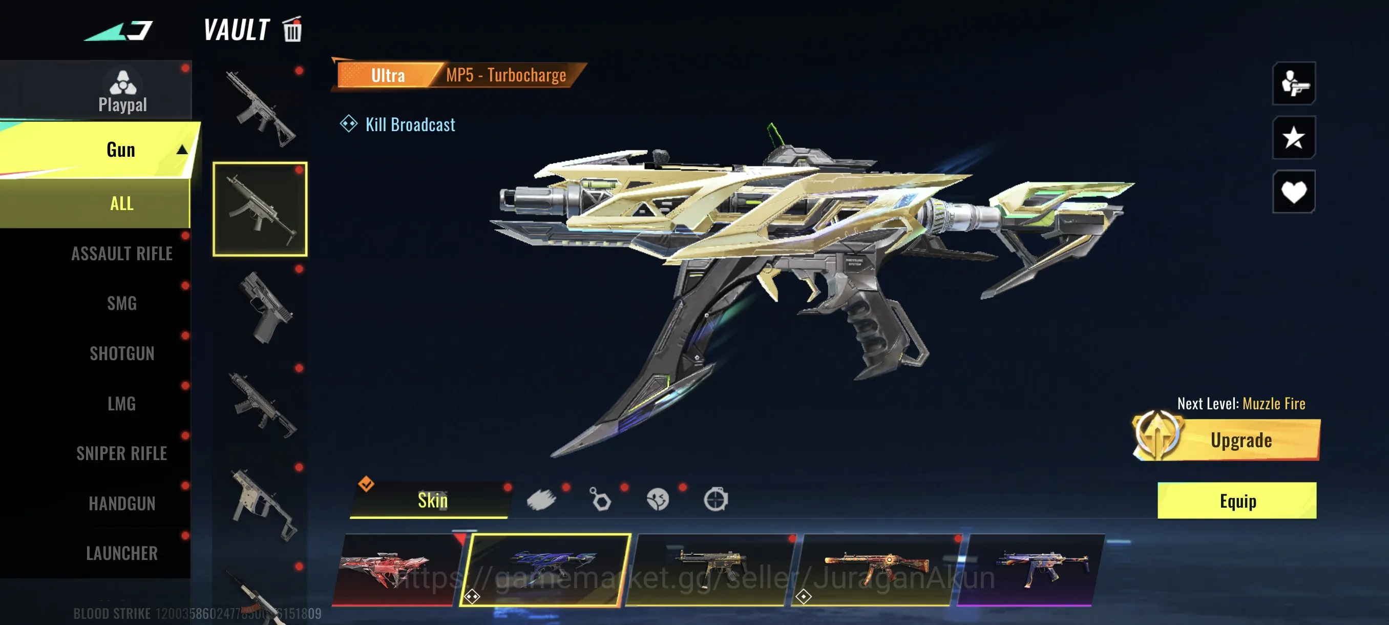 Blood Strike Accounts Mid-Tier Asia |Eternal Mp5-Bloodrift LVL3,Turbocharge,Uzi-jadespike,Harvester,etc|Ran-Mikasa,Armored 3
