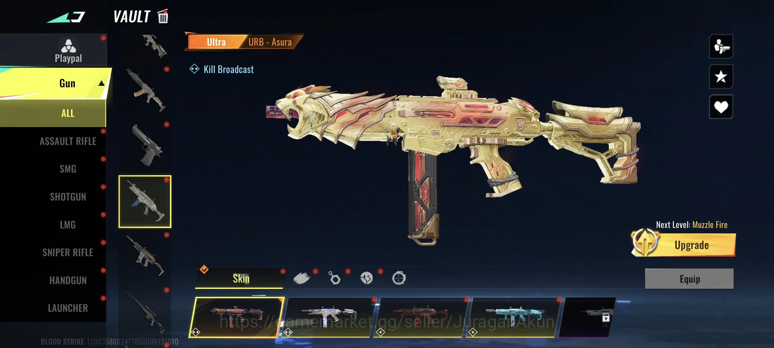 Blood Strike Accounts Mid-Tier Asia |Eternal Mp5-Bloodrift LVL3,Turbocharge,Uzi-jadespike,Harvester,etc|Ran-Mikasa,Armored 4