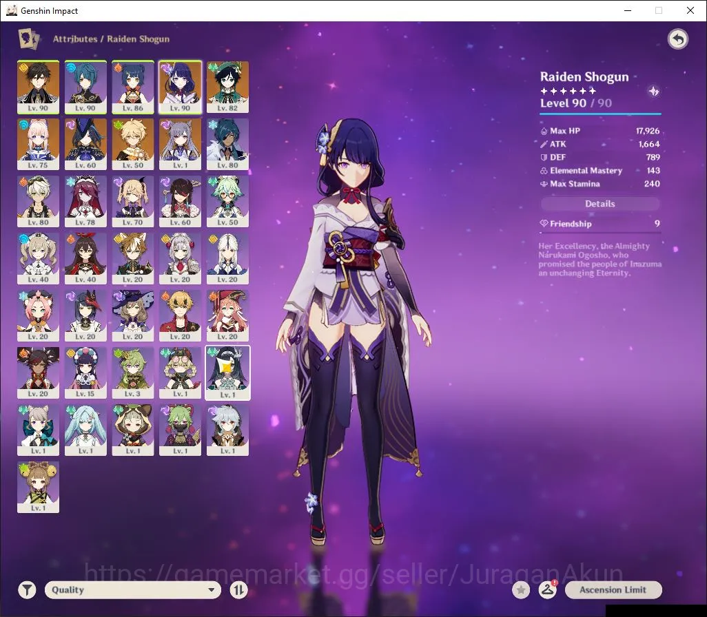 Genshin Impact Accounts Mid Game ASIA | AR 54 | 5 Limited+ 2 [5 Star Weapon]| Clorinde+Sign,Raiden,Zhongli,Venti,Kokomi | MC 2