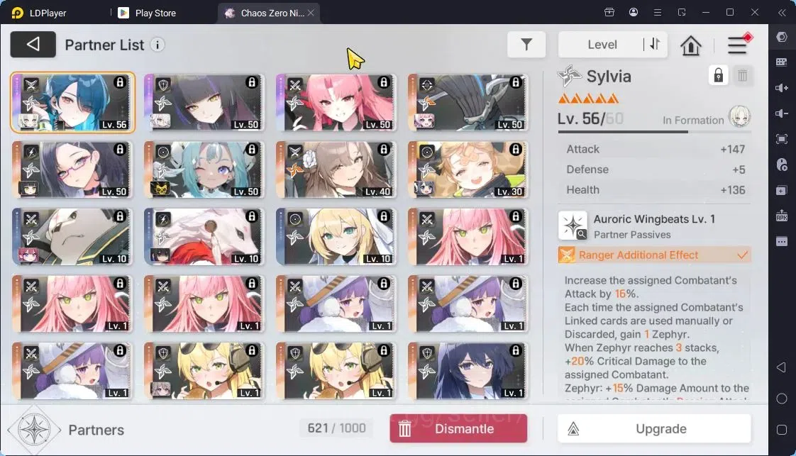 Chaos Zero Nightmare Accounts Global|Lv.53|8 SSR HeidemarieEM2+Sign,Diana,Adhelheid,Rita,Nine,Yuki,Veronica,Mei Lin|Crystal 7