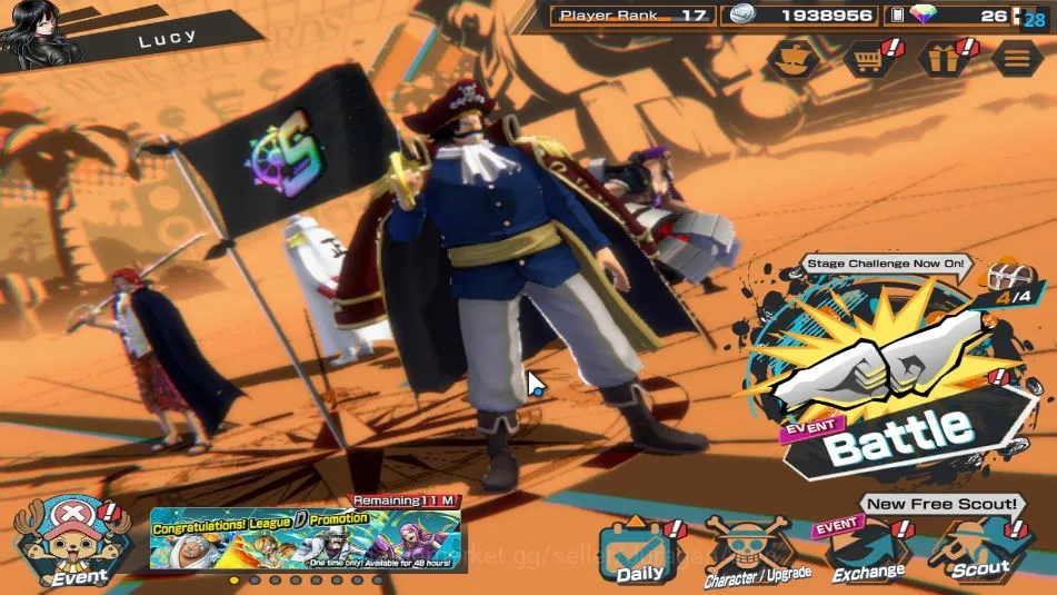 Global|7 META EX|Great Pirates Roger,Fleet Admiral Akainu,Div Depart shanks,FR Shanks,Etc|Rank 17|Log Bandai|Check SS(OPBR1269) One Piece Bounty Rush Mid-Tier Global|7 META EX|Great Pirates Roger,Fleet Admiral image 1