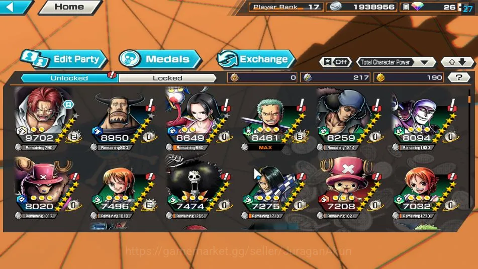 One Piece Bounty Rush Accounts Mid-Tier Global|7 META EX|Great Pirates Roger,Fleet Admiral Akainu,Div Depart shanks,FR 11