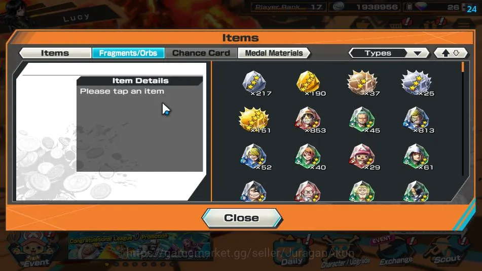 One Piece Bounty Rush Accounts Mid-Tier Global|7 META EX|Great Pirates Roger,Fleet Admiral Akainu,Div Depart shanks,FR 13