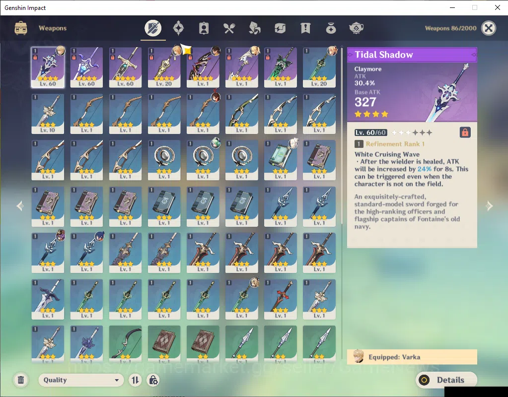 Genshin Impact Accounts ASIA|AR 35|1 Limited+19(4Character)|Varka|Mc Male| image 10