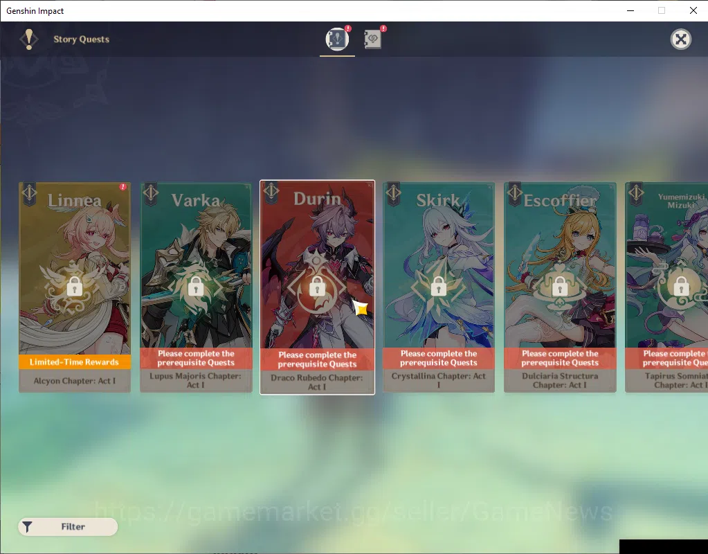 Genshin Impact Accounts ASIA|AR 35|1 Limited+19(4Character)|Varka|Mc Male| image 4
