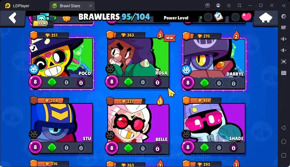 Brawl Stars Accounts Trophy 33143|95 Brawler|27 Max Hypercharge|2Hc(Edgar,Poco),8Legend,19Mythic,90Epic 11