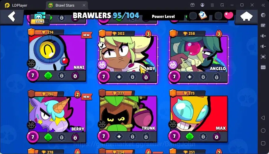 Brawl Stars Accounts Trophy 33143|95 Brawler|27 Max Hypercharge|2Hc(Edgar,Poco),8Legend,19Mythic,90Epic 14