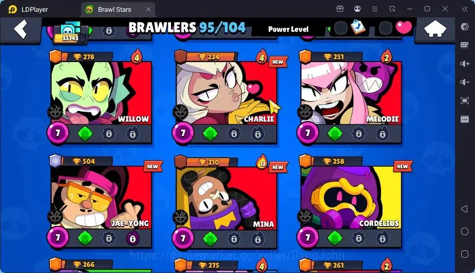 Brawl Stars Accounts Trophy 33143|95 Brawler|27 Max Hypercharge|2Hc(Edgar,Poco),8Legend,19Mythic,90Epic 15