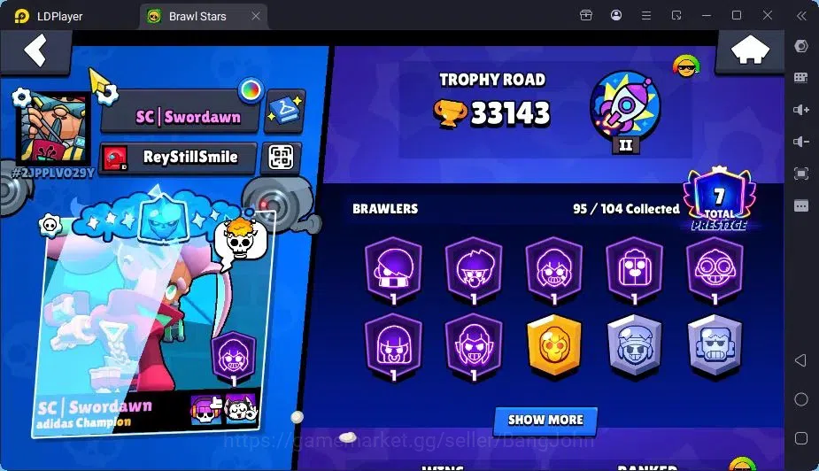 Brawl Stars Accounts Trophy 33143|95 Brawler|27 Max Hypercharge|2Hc(Edgar,Poco),8Legend,19Mythic,90Epic 2