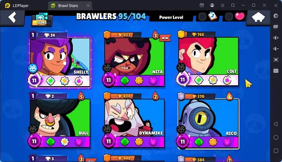 Brawl Stars Accounts Trophy 33143|95 Brawler|27 Max Hypercharge|2Hc(Edgar,Poco),8Legend,19Mythic,90Epic 5