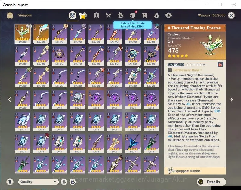 Genshin Impact Accounts Mid Game ASIA|AR 56|6 Limited+2 [5 Star's Weapon]|Nahida+Sign [Kazuha,Raiden,Hu 3