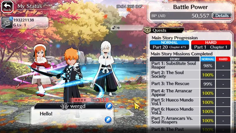 Bleach: Brave Souls Accounts Starter [GLOBAL]20K Orb|LV200(Ichigo Renewed,Jushiro Kido,Orihime 3