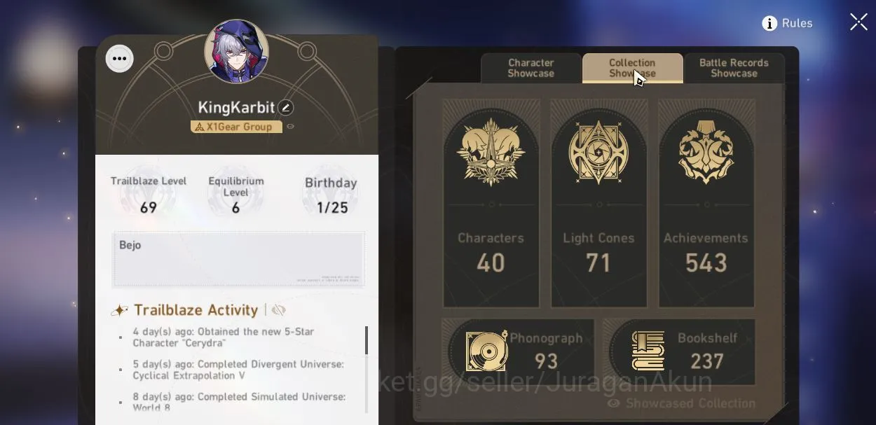 Honkai Star Rail Accounts Mid Game ASIA|TL69|12 Limited[(The Herta+Sign,Phainon,Ceydra,Sparkle,Feixiao,Black 2