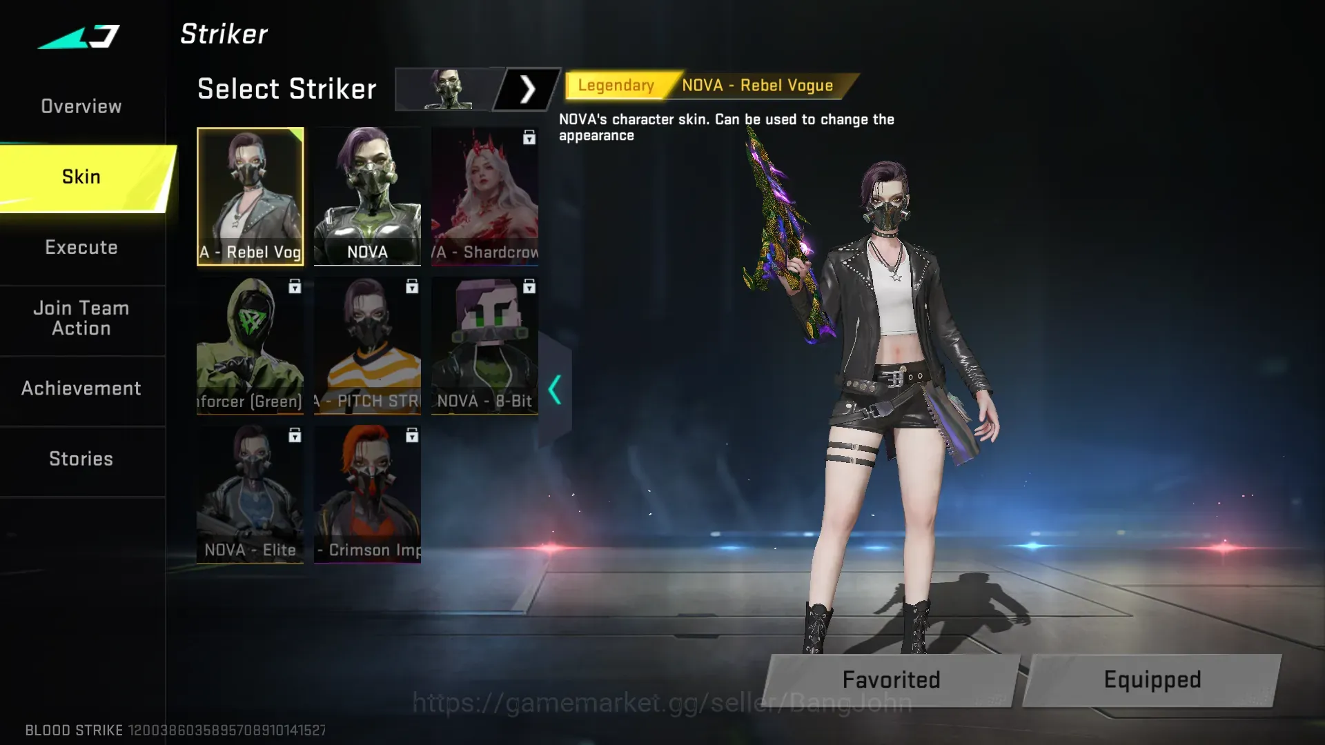 Blood Strike Accounts Others ASIA|Eternal Gun Vector - Shadowdrake|Legendary Striker|1 Rename Card|SS BS3831B 1