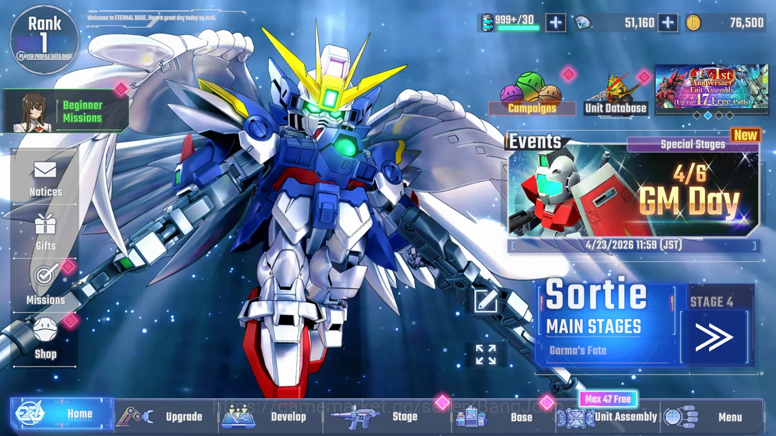 Global Rank Lv1 FreshStory 51k Diamond | 8 URGundam MLB WingGundamZero(EX), LB1 Tallgeese II, LB1 00Raise and 1 UR Supp RA235B SD Gundam G Generation ETERNAL Accounts Global Rank Lv1 FreshStory 51k Diamond | 8 URGundam MLB WingGundamZero(EX), LB1