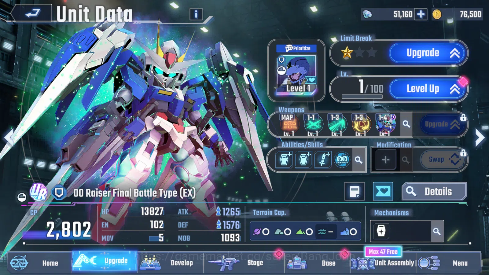 SD Gundam G Generation ETERNAL Accounts Global Rank Lv1 FreshStory 51k Diamond | 8 URGundam MLB WingGundamZero(EX), LB1 8