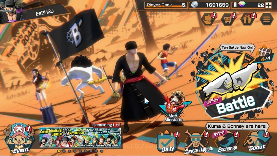 Global | 3 META EX | Charlotte Linlin, Roronoa Zoro, Kozuki Oden | Rank 5 | Log Bandai | Check SS (OPBR1404) One Piece Bounty Rush Accounts Starter Global | 3 META EX | Charlotte Linlin, Roronoa Zoro, Kozuki Oden | Rank 5 | Log