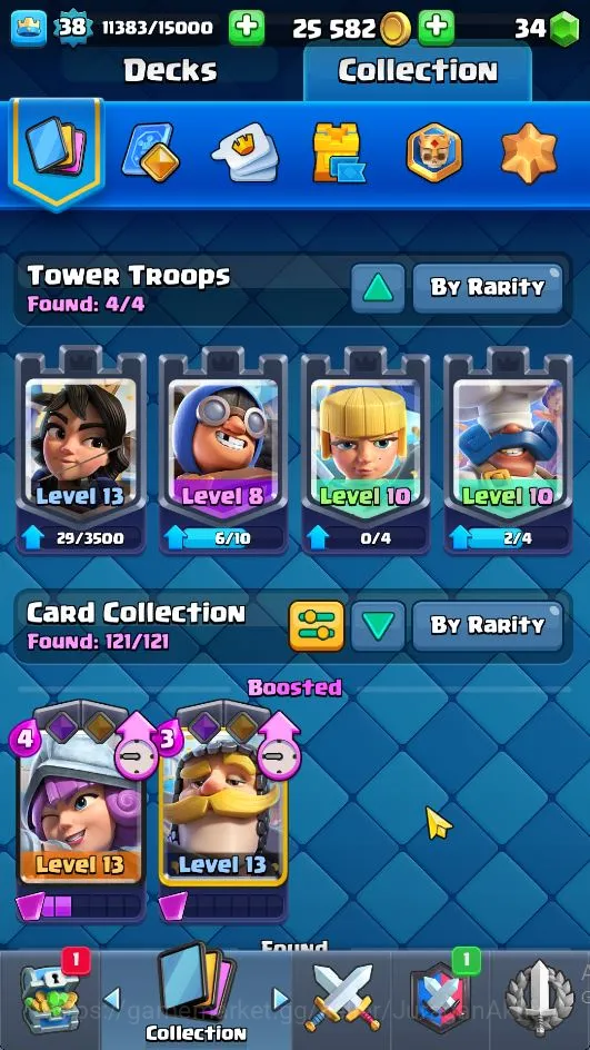 Clash Royale Accounts Midgame Lvl 38|Trophy 7586|KTL 13|Limited Skin|Card 121|1 Hero,9 EVO,8 Champ,21 Legend,33 Epic,30 3