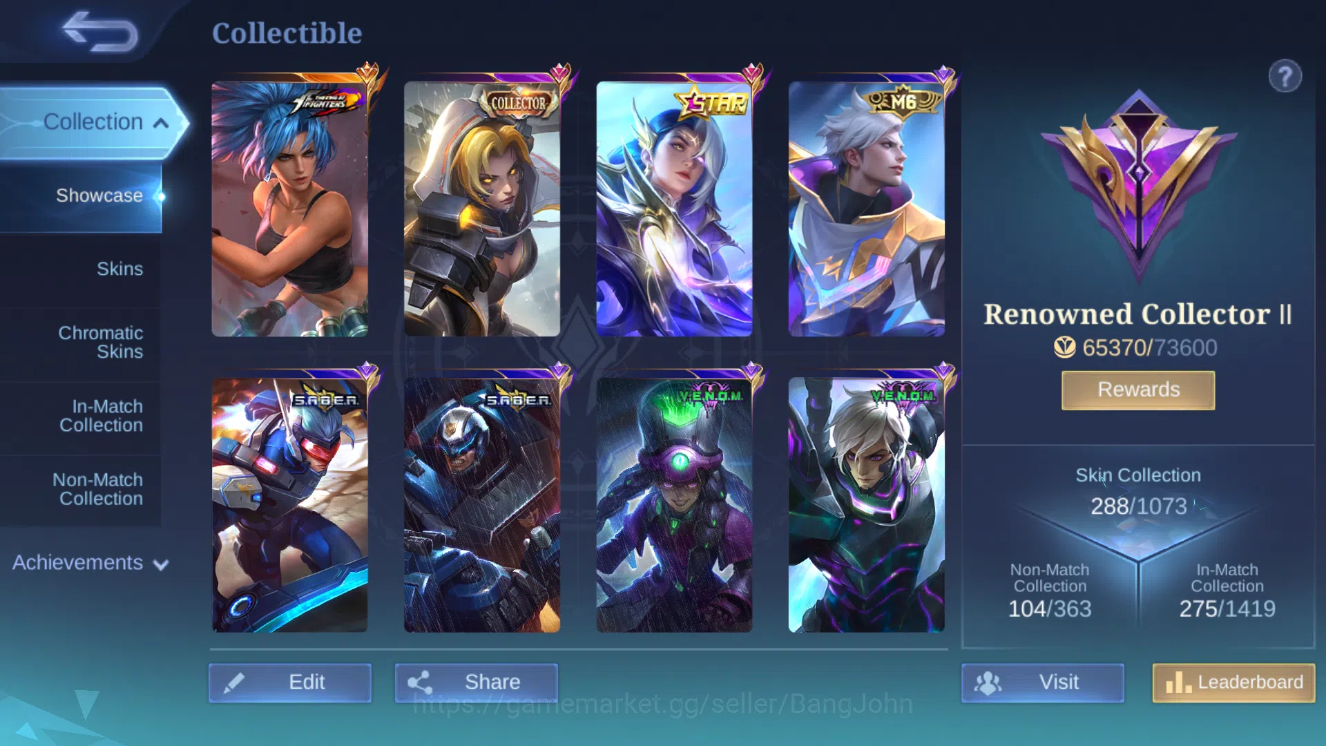 Mobile Legends: Bang Bang Accounts Skin 288 | Emblem Max | Recall Epic RECALL | KOF K image 2