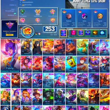 Mobile Legends: Bang Bang Accounts #4262 253 Skins | Fanny Galactic Starhawk (Legend) | Natalia Warrioress Paragon