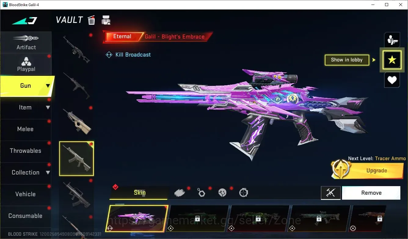 Blood Strike Accounts Starter ASIA|STARTER|1 ETERNAL: Galil Blight's Embrace|1 ULTRA MELEE|2 OPM|9 LEGENDARY GUNS|4 STRIKER 1