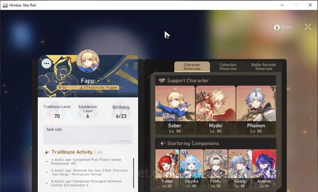Honkai Star Rail End Game ASIA [TL70] 14 Limited (Phainon,Acheron,Archer)+Si image 1
