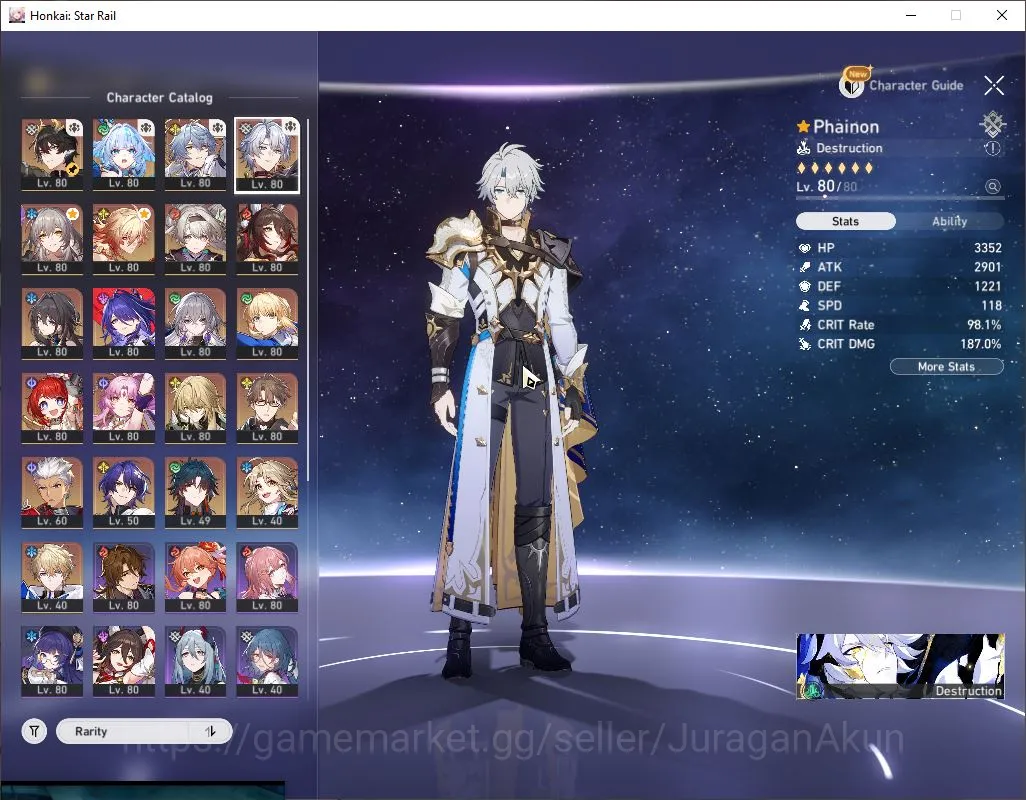 Honkai Star Rail Accounts End Game ASIA [TL70] 14 Limited (Phainon,Acheron,Archer)+Sign [Luocha E1,Sunday,Acheron,Ruan Mei 2