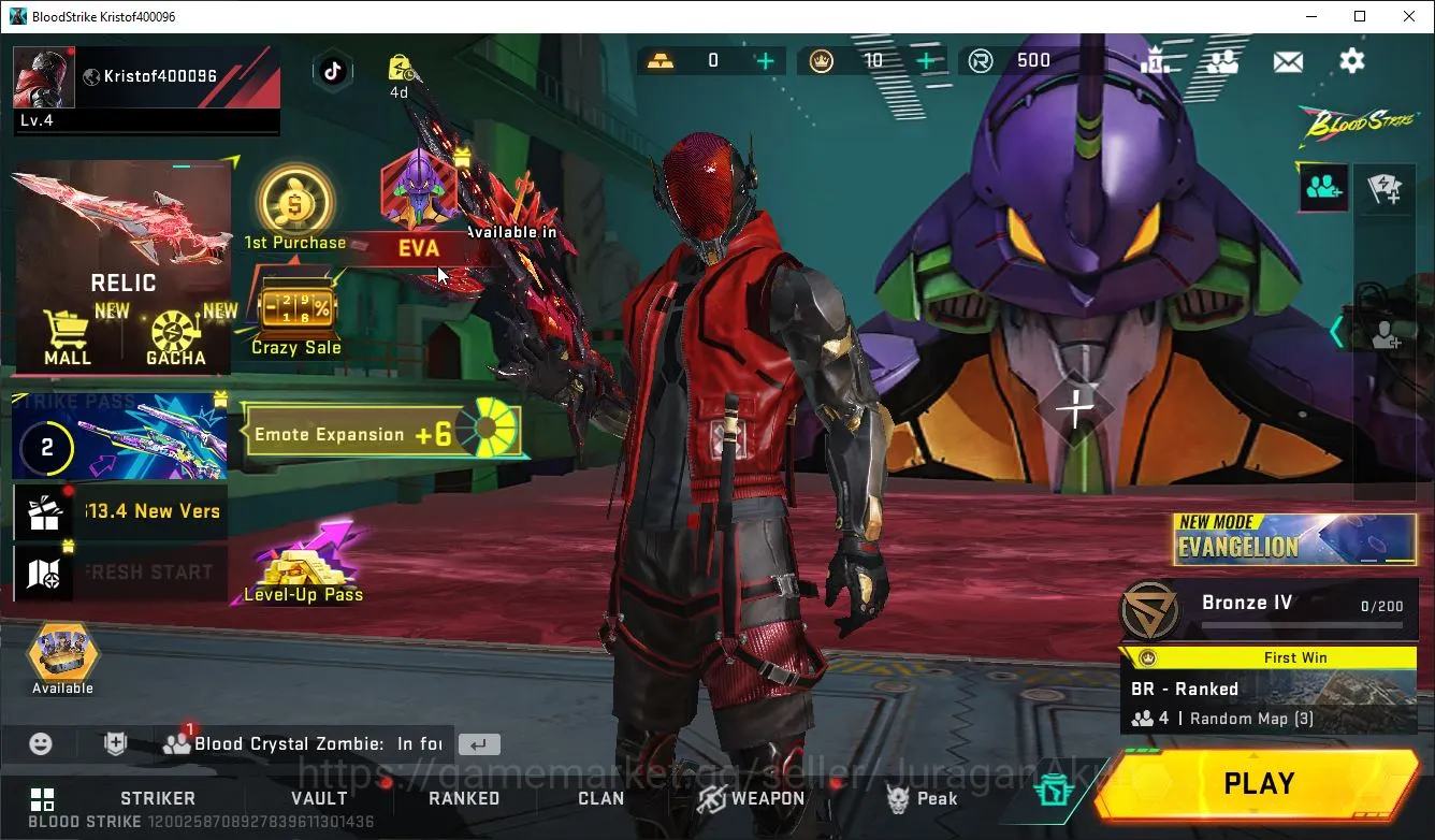Asia|Fresh Starter|Collab Eva (MCX-Eva00)|Eternal MP5-Dominator|2 Ultra (Galil-Knight,MP7-JT)|+1 Legend|Netease|CheckSS(BLS2128) Blood Strike Mid-Tier Asia|Fresh Starter|Collab Eva (MCX-Eva00)|Eternal image 1