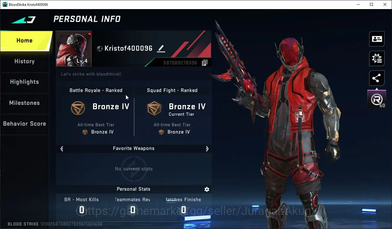 Blood Strike Accounts Mid-Tier Asia|Fresh Starter|Collab Eva (MCX-Eva00)|Eternal MP5-Dominator|2 Ultra 2