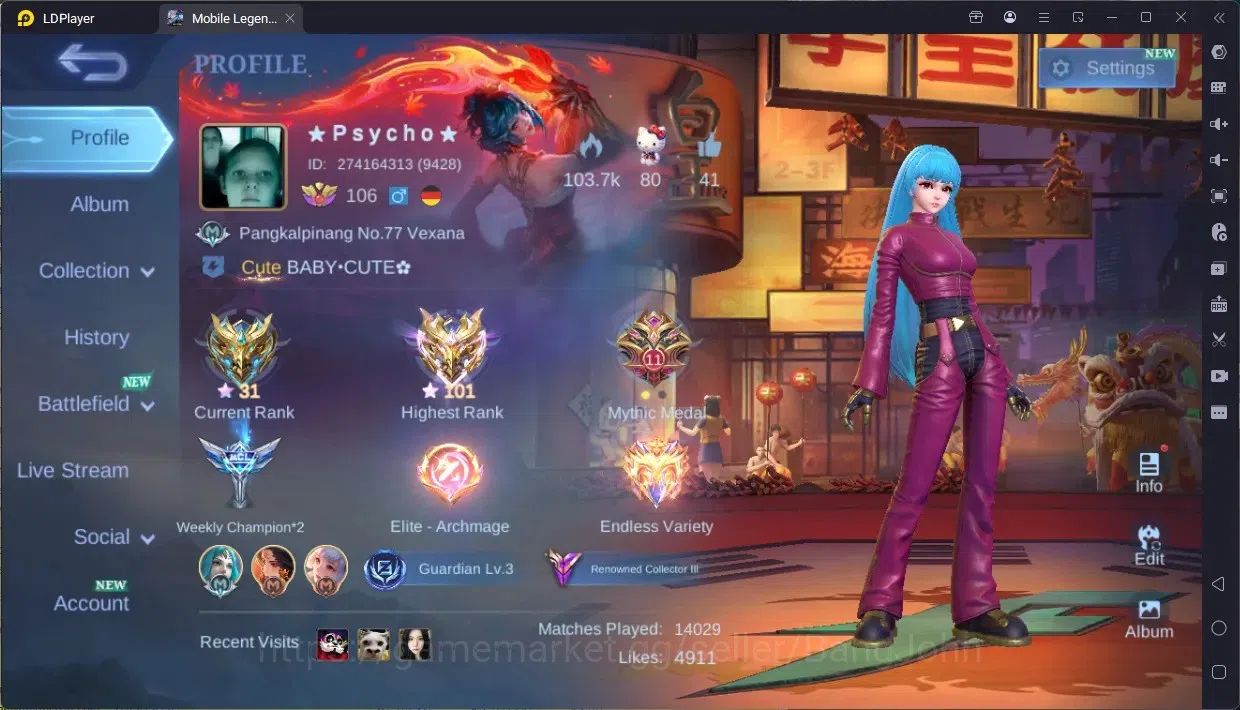 Mobile Legends: Bang Bang Accounts Collector Global |Hero 133|Skin 274|Renowned|KOF Karina,Aurora|Sanrio florynn|CC 1