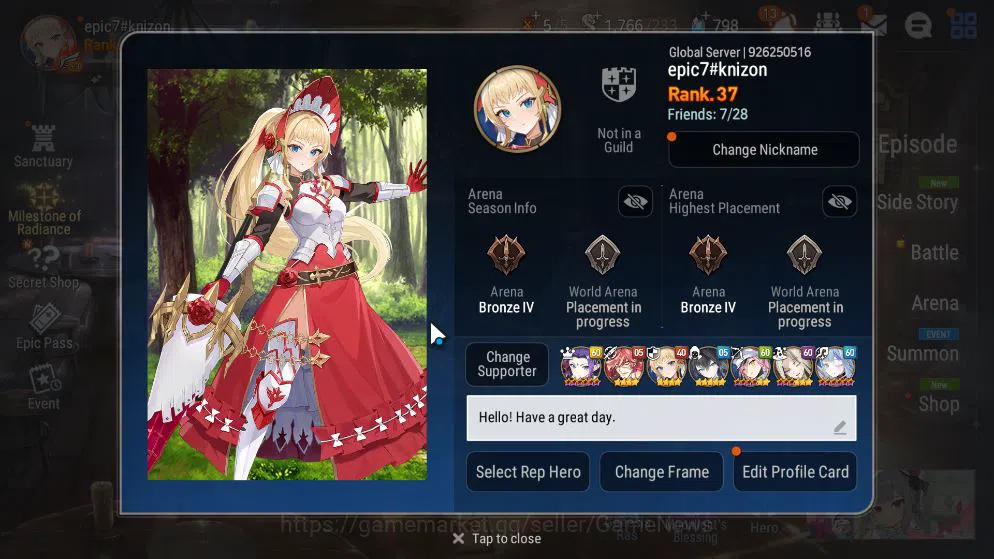 Epic Seven Accounts GLOBAL Unverif|New Era|4 ML(Har setti,A Vildred,Zi image 2