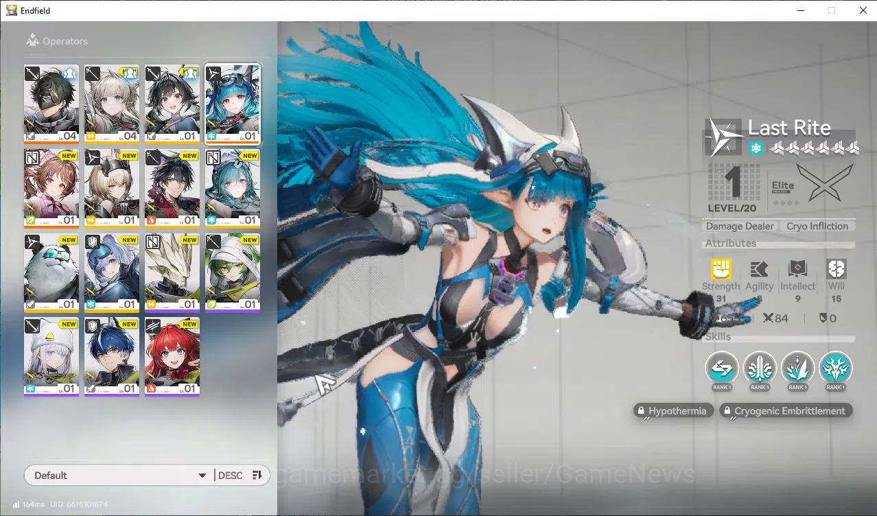NA/EU Lv2 | 2SSR (Ardelia,Last Rite) + 7SR Operators |4 5*WP |100 Oro+3 Ori|Male|Gryphlink|TakeMail|Check SS(END1442) Arknights: Endfield Accounts NA/EU Lv2 | 2SSR (Ardelia,Last Rite) + 7SR Operators |4 5*WP |100 Oro+3