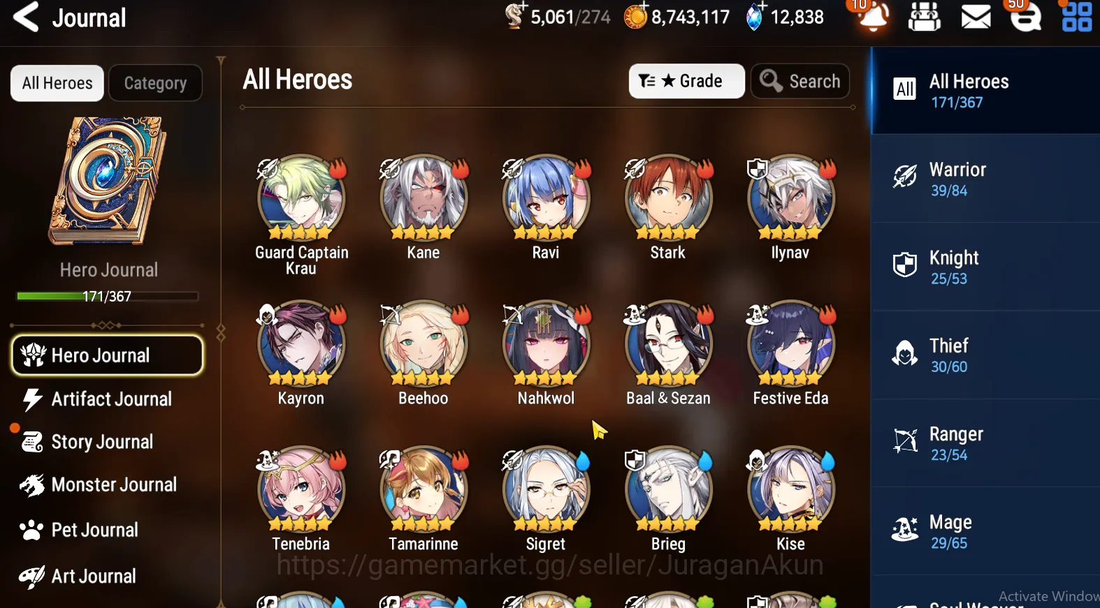 Epic Seven Accounts Mid-Tier GLOBAL 12K SkyStone|9 ML(Harseti SSS,Kayron SSS,SE Celine)+33 *5 Heroes|Auto WB 2