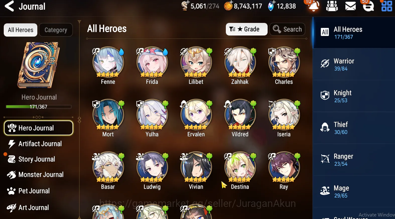 Epic Seven Accounts Mid-Tier GLOBAL 12K SkyStone|9 ML(Harseti SSS,Kayron SSS,SE Celine)+33 *5 Heroes|Auto WB 3