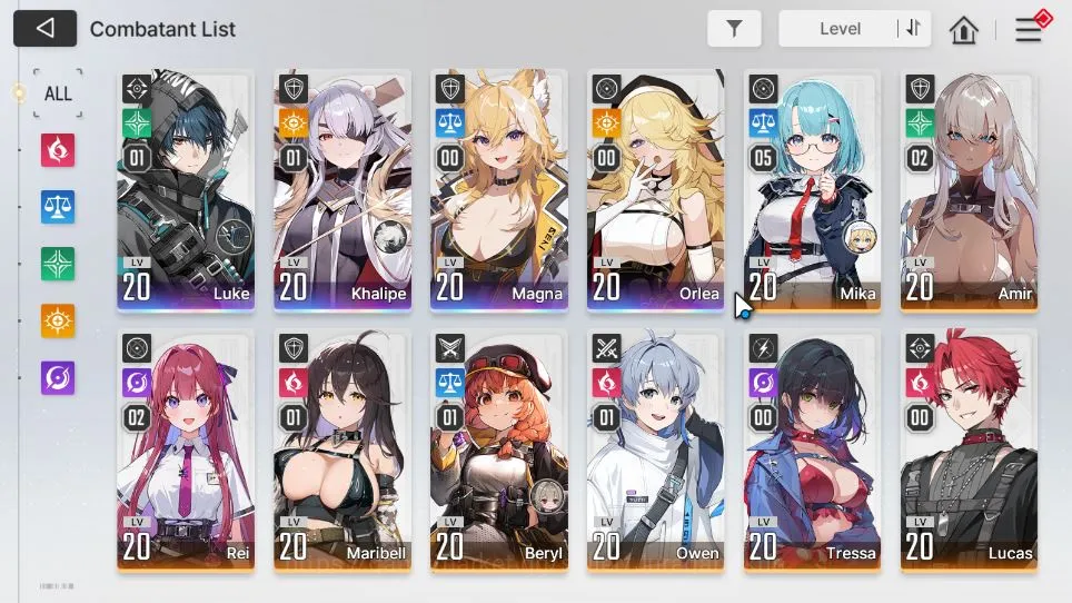 Chaos Zero Nightmare Accounts GLOBAL Lv24| 4SSR(Luke,Khalipe,Magna,Orlea)+8SR(Maribell,Lucas,etc)+9SR 8