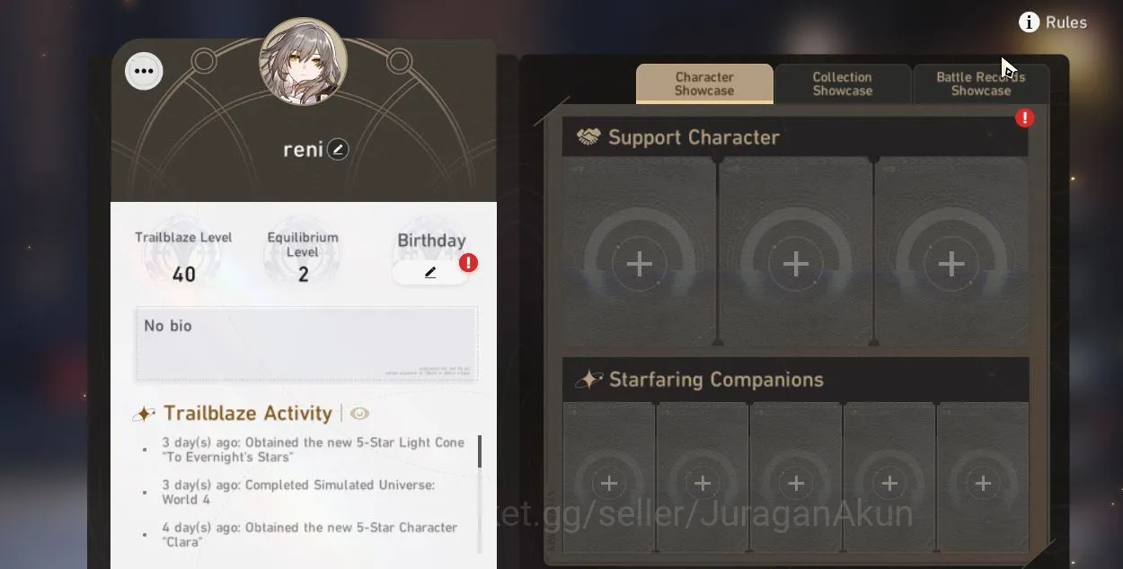 Honkai Star Rail Accounts Starter ASIA|TL 40|2 Limited |[Evernight,Archer]|8K Stellar Jade|MC Female|Penacony|Take Email 5