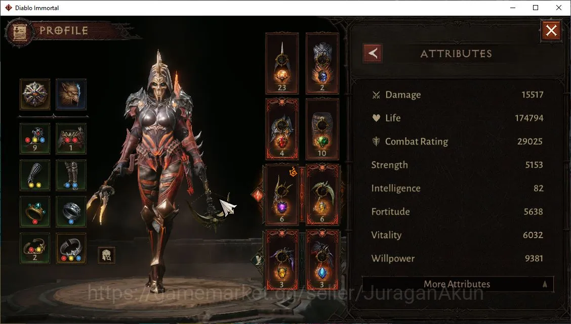 Diablo Immortal Accounts Mid-Tier SEA-ANU|Lv60(332)Demon Hunter|29k CR|Reso 570|Hell III|Paragon Harbinger|Hell 2