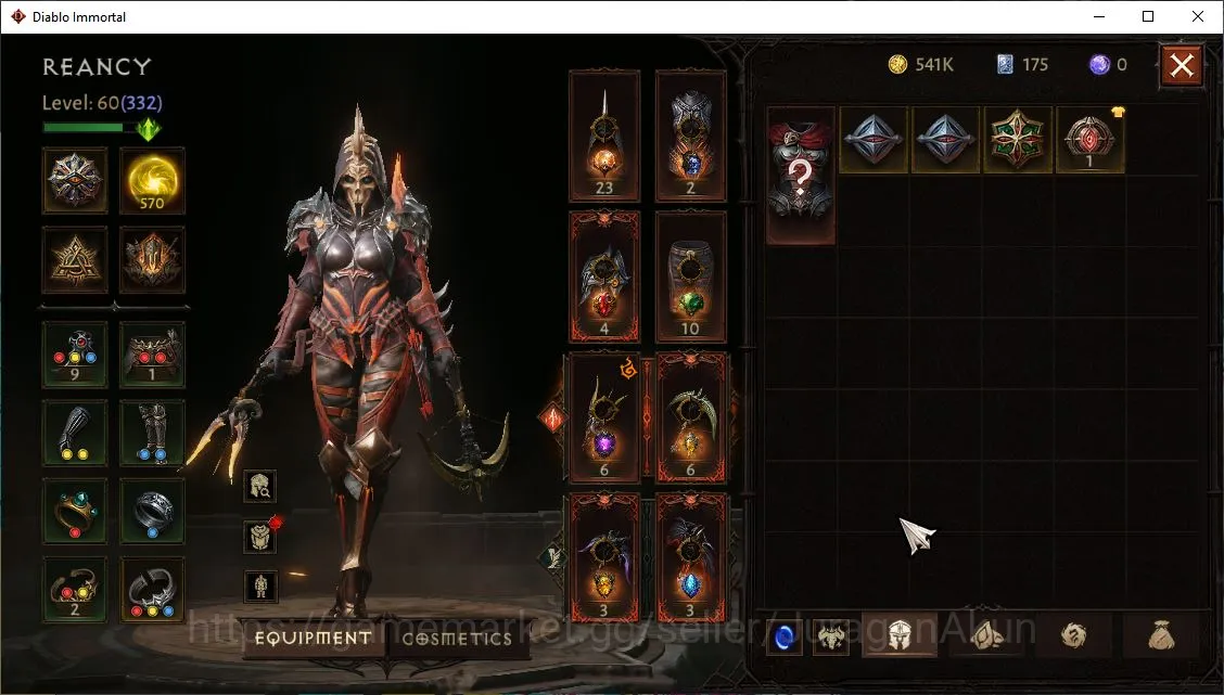 Diablo Immortal Accounts Mid-Tier SEA-ANU|Lv60(332)Demon Hunter|29k CR|Reso 570|Hell III|Paragon Harbinger|Hell 3